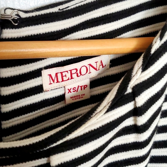 Black and white stripe, strapless, fit and flare dress - Picture 6 of 8